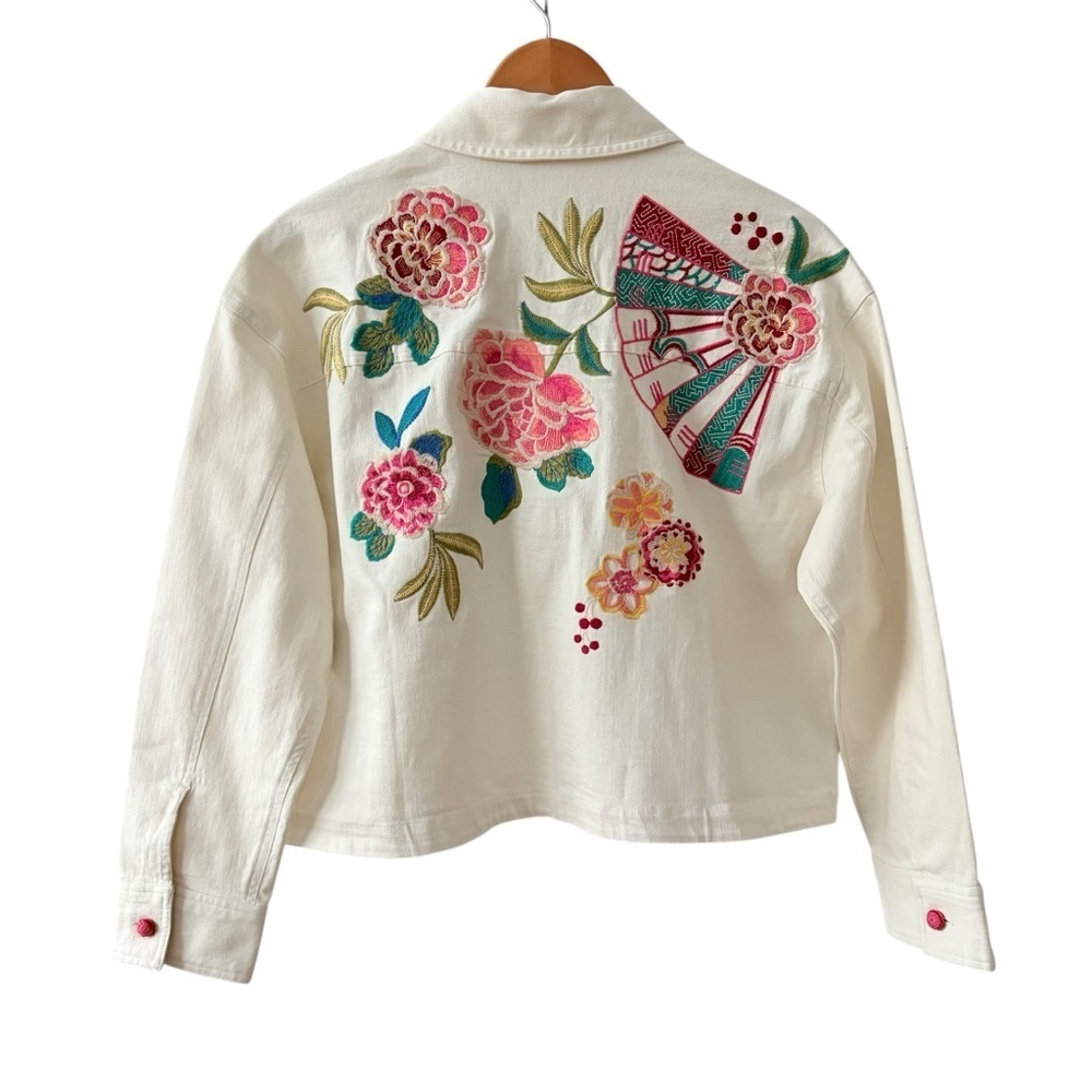 Johnny Was Crochet Cropped Denim Jacket - Picture 5 of 15